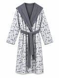 The Hidden Blooms Reversible Bathrobe – Blue Horses / Grey