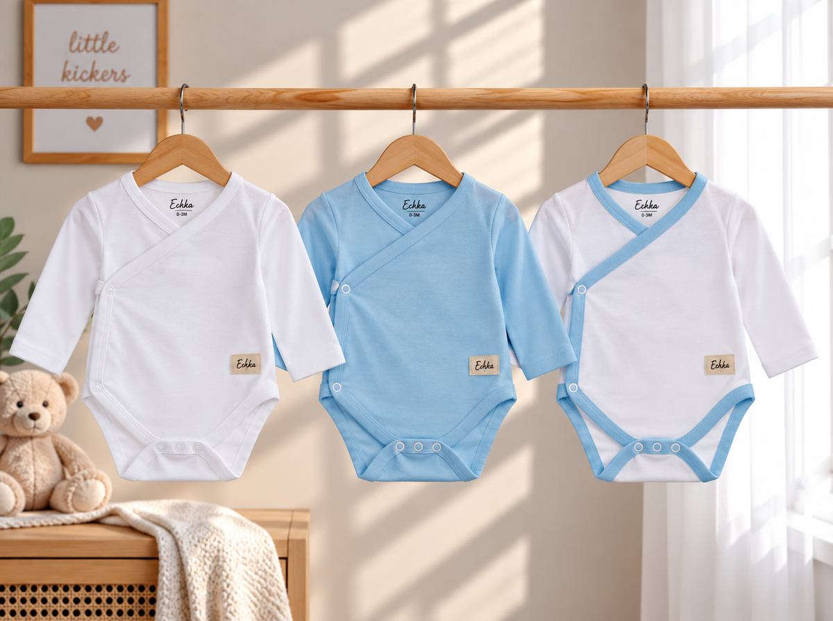 Baby Boys' 3-Piece Long-Sleeve Wrap Top Set – Baby Blue