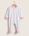 Baby Girls' Footed One-Piece – White & Pink