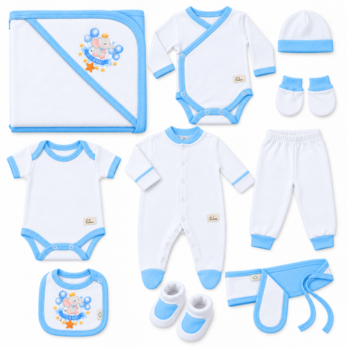 Baby Boys' 10-Piece Hospital Set - Elephant its a boy - White & Blue