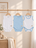 Baby Boys' 3-Piece Sleeveless Wrap Top Set – Baby Blue