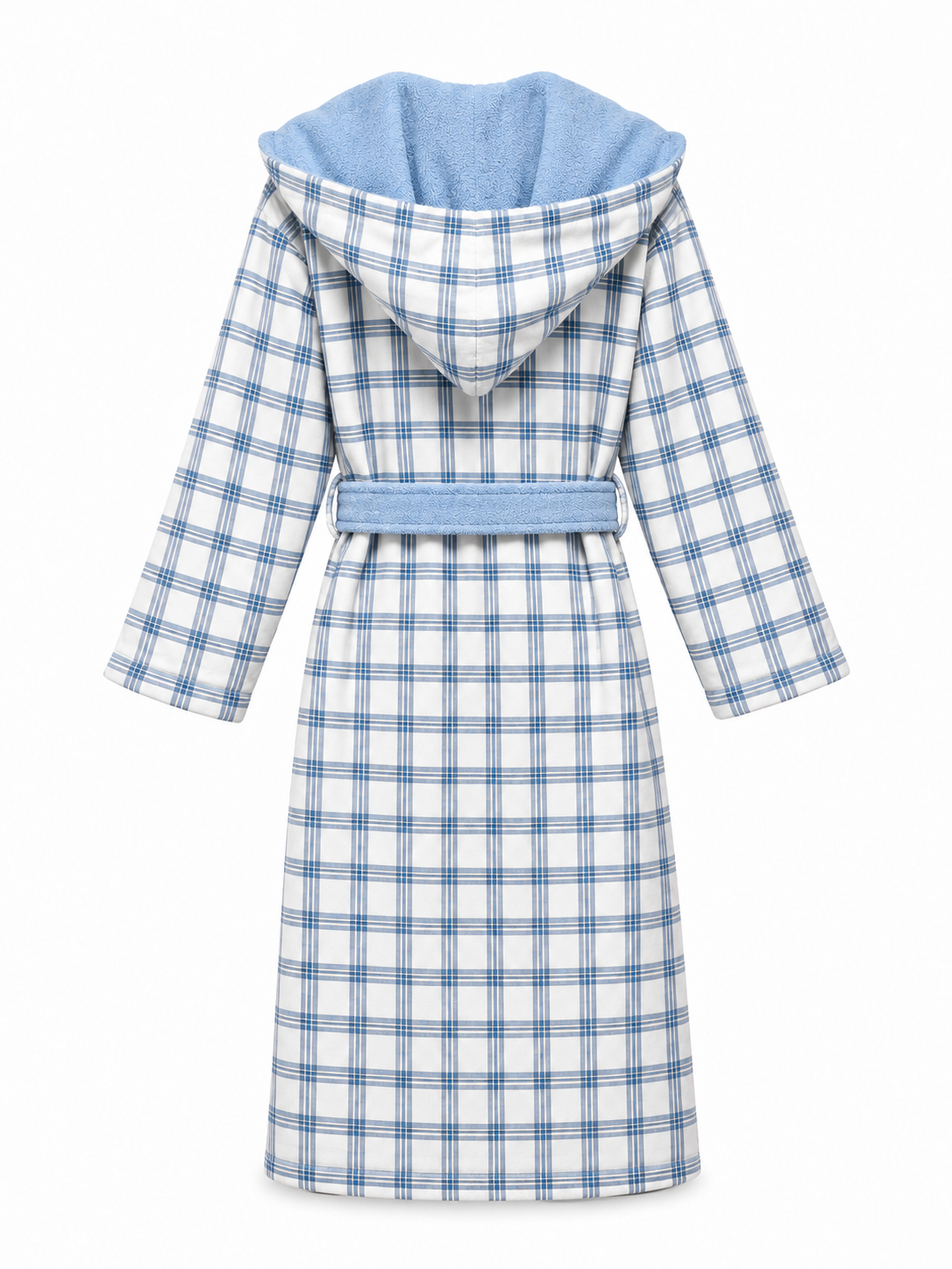 The Hidden Blooms Reversible Bathrobe – Blue Check / Blue