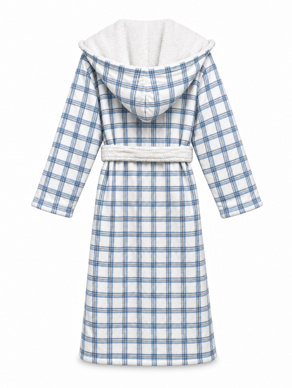 The Hidden Blooms Reversible Bathrobe – Blue Check / White