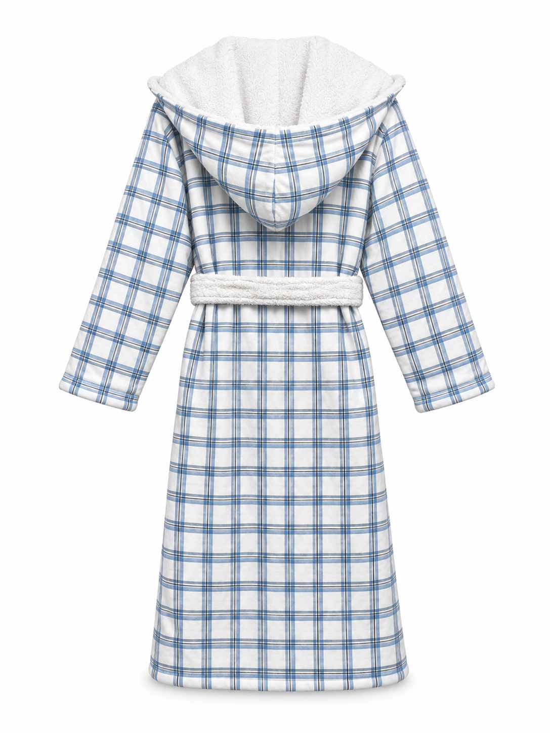 The Hidden Blooms Reversible Bathrobe – Blue Check / White