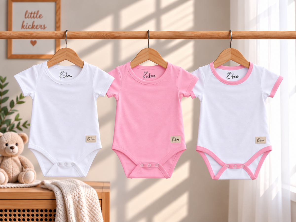 Baby Girls' 3-Piece Short-Sleeve Bodysuit Set – Pink