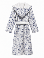 The Hidden Blooms Reversible Bathrobe – Blue Horses / White