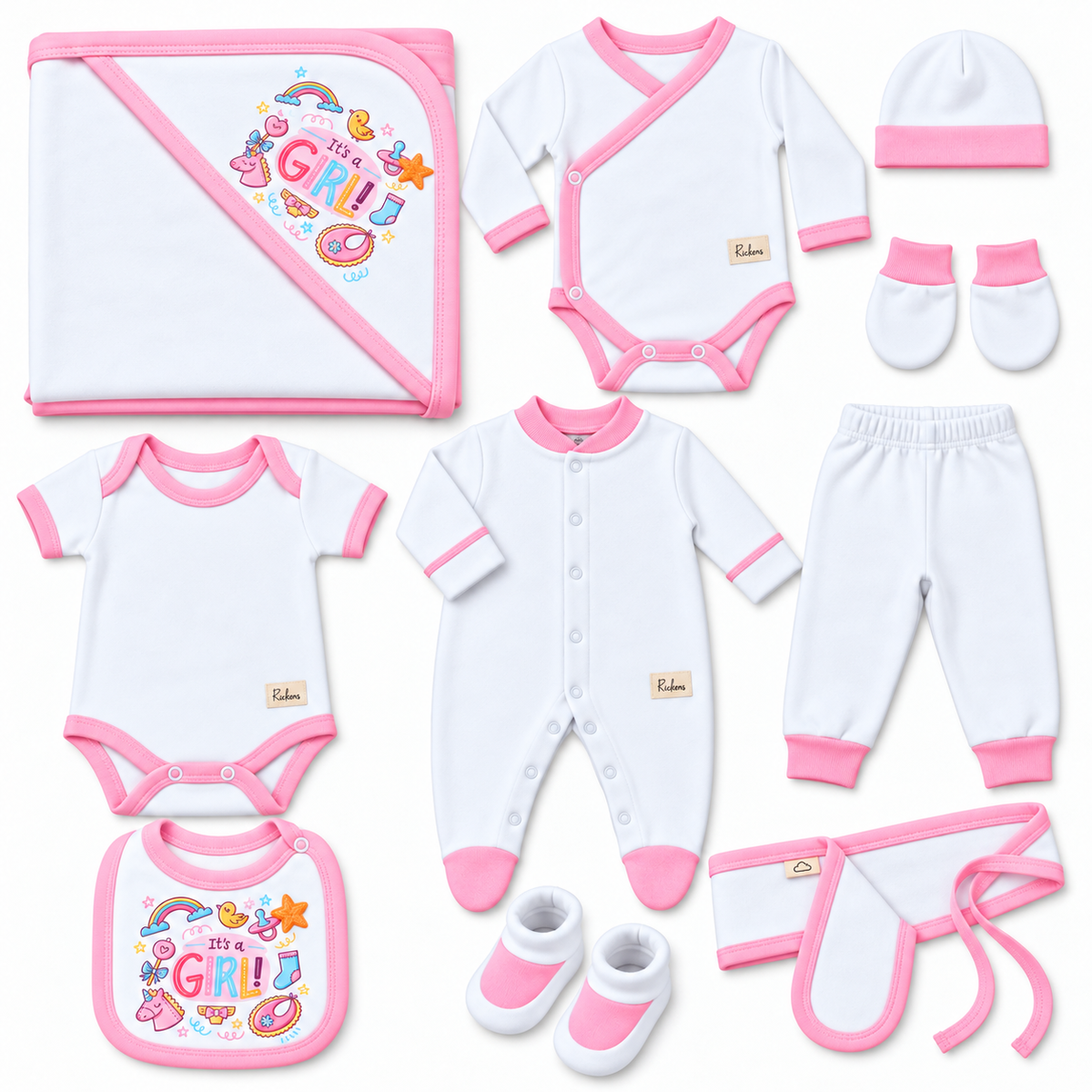 Baby Girl' 10-Piece Hospital Set - it's a girl - White & Pink