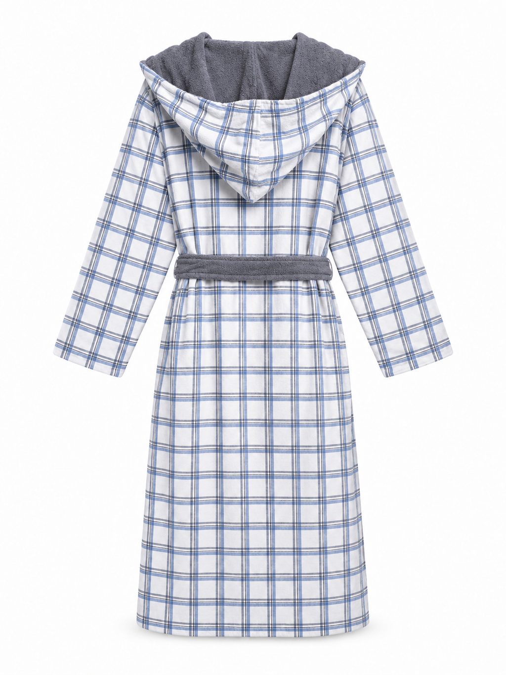 The Hidden Blooms Reversible Bathrobe – Blue Check / Grey