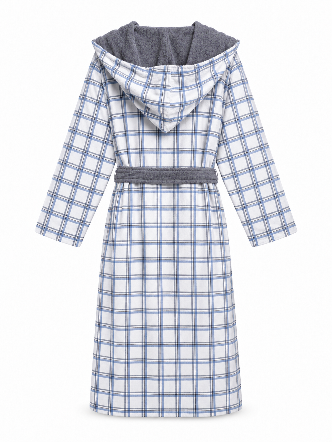 The Hidden Blooms Reversible Bathrobe – Blue Check / Grey