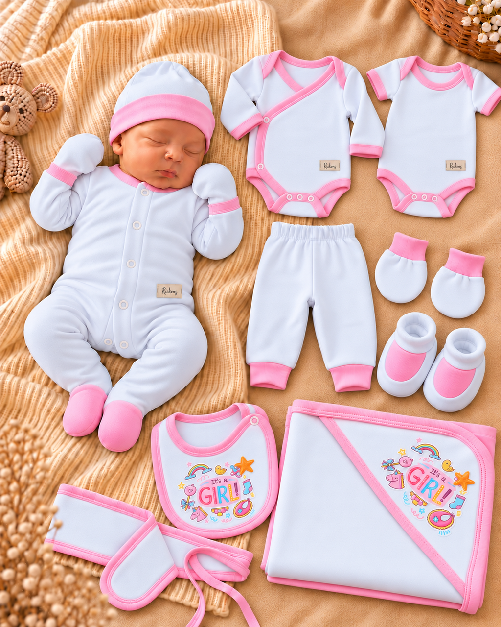 Baby Girl' 10-Piece Hospital Set - it's a girl - White & Pink