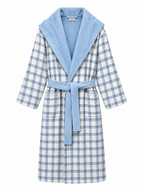 The Hidden Blooms Reversible Bathrobe – Blue Check / Blue