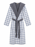 The Hidden Blooms Reversible Bathrobe – Blue Check / Grey