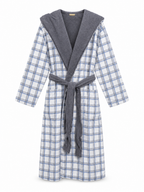 The Hidden Blooms Reversible Bathrobe – Blue Check / Grey