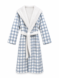 The Hidden Blooms Reversible Bathrobe – Blue Check / White