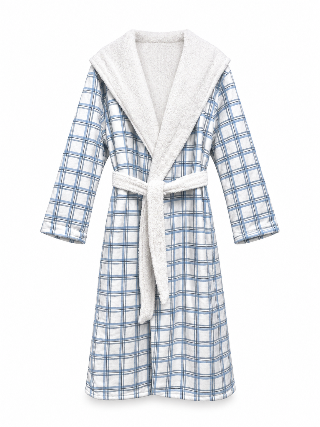 The Hidden Blooms Reversible Bathrobe – Blue Check / White