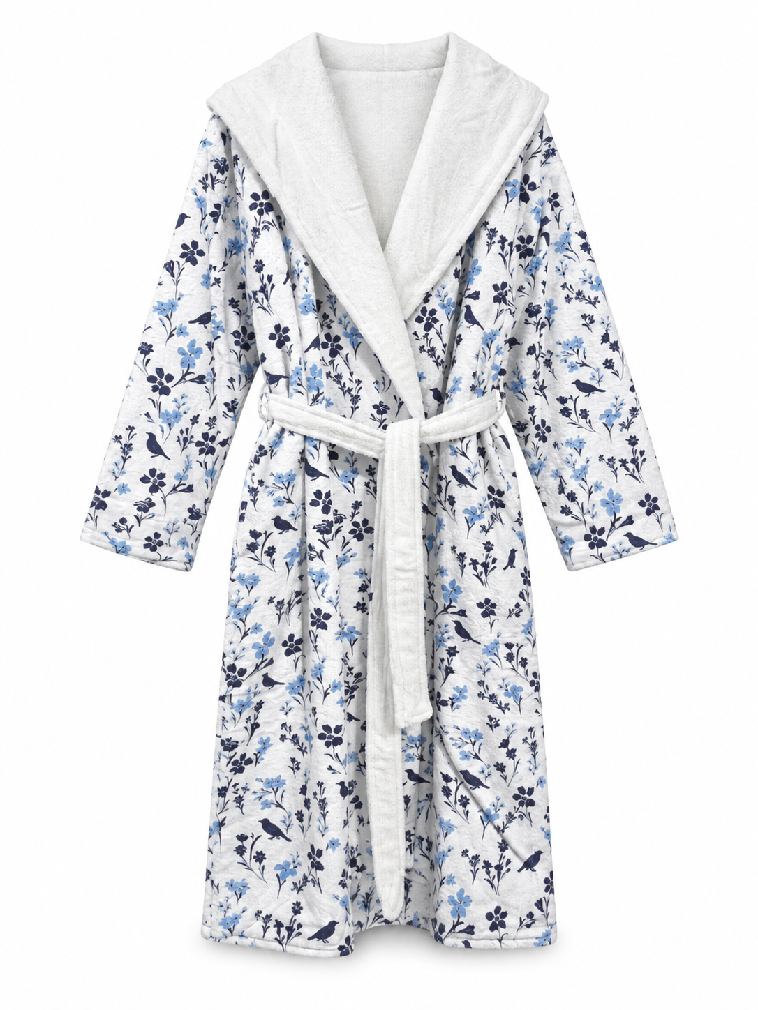 The Hidden Blooms Reversible Bathrobe – Blue Florals