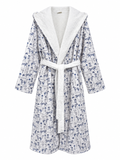 The Hidden Blooms Reversible Bathrobe – Blue Horses / White