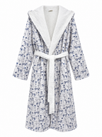 The Hidden Blooms Reversible Bathrobe – Blue Horses / White