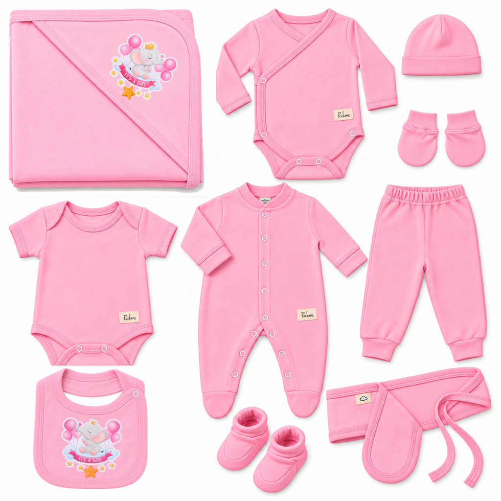 Baby Girl' 10-Piece Hospital Set - Elephant Baby Girl - Pink